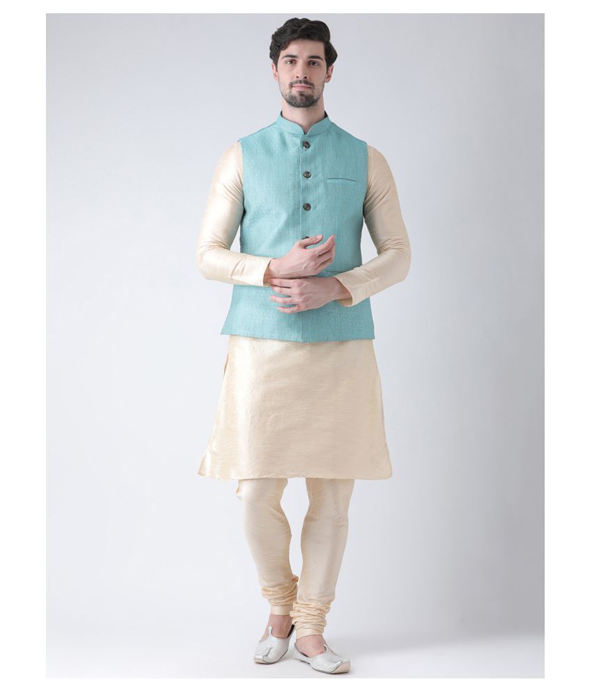     			Deyann Blue Silk Kurta Pyjama Set