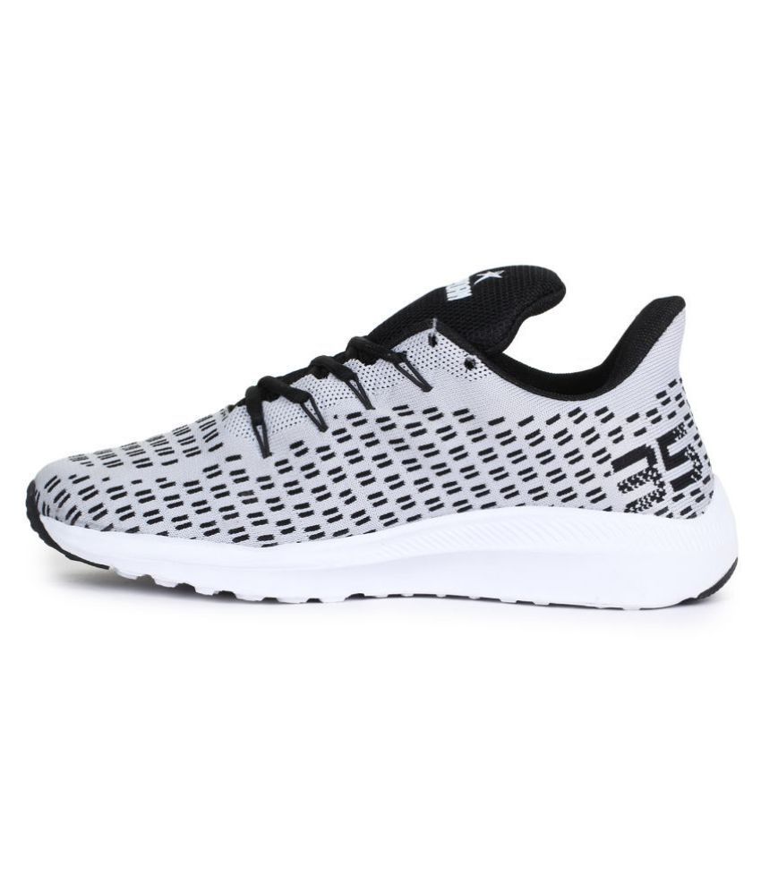 white canvas running shoes