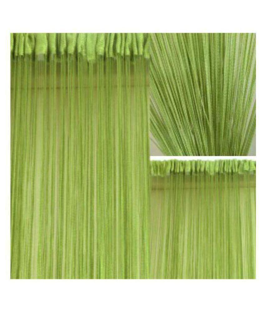     			YUTIRITI Set of 2 Door Ring Rod Polyester Curtains Green