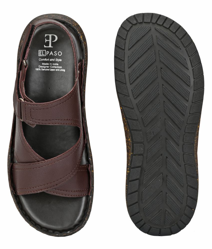 El Paso Brown Synthetic Leather Sandals Price in India