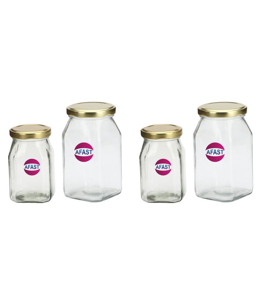     			Somil Glass Container, Transparent, Pack Of 4, 300 ml