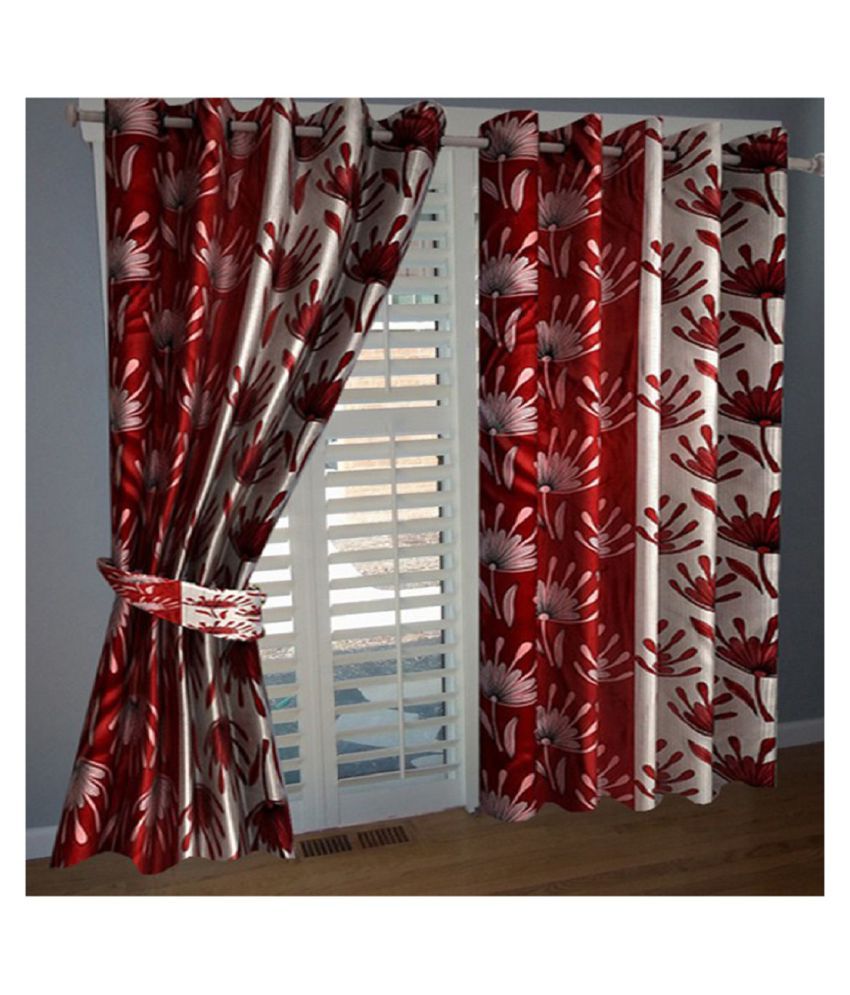     			Tanishka Fabs Semi-Transparent Curtain 5 ft ( Pack of 2 ) - Red