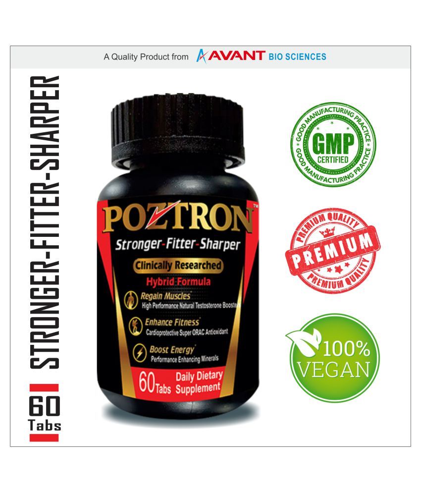 POZTRON Male Testosterone Stamina Booster With Fitness Vitamins & AntiAgeing Resveratrol 60 mg
