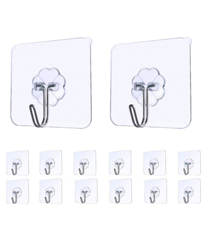     			Strong Transparent Suction Cup Sucker Wall Hooks Hanger For Kitchen Bathroom 14pc