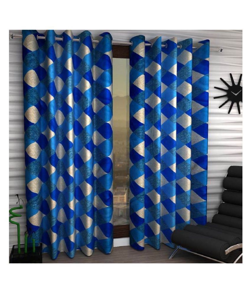     			Tanishka Fabs Semi-Transparent Curtain 5 ft ( Pack of 2 ) - Blue