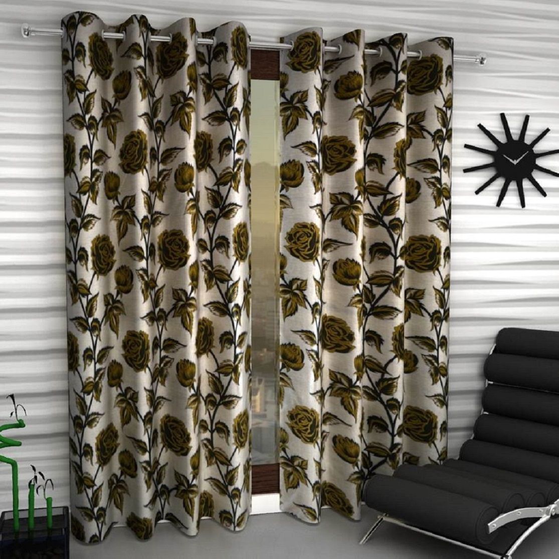     			Tanishka Fabs Semi-Transparent Curtain 5 ft ( Pack of 2 ) - Green
