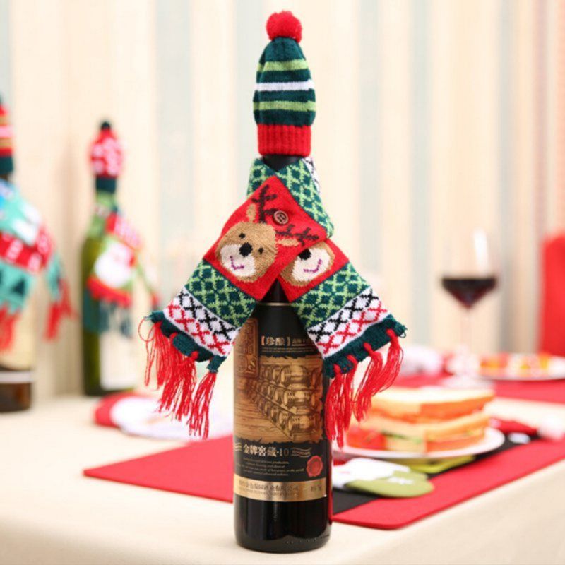 3 Styles Knitting Cover Christmas Decoration Wine Bottle Cover