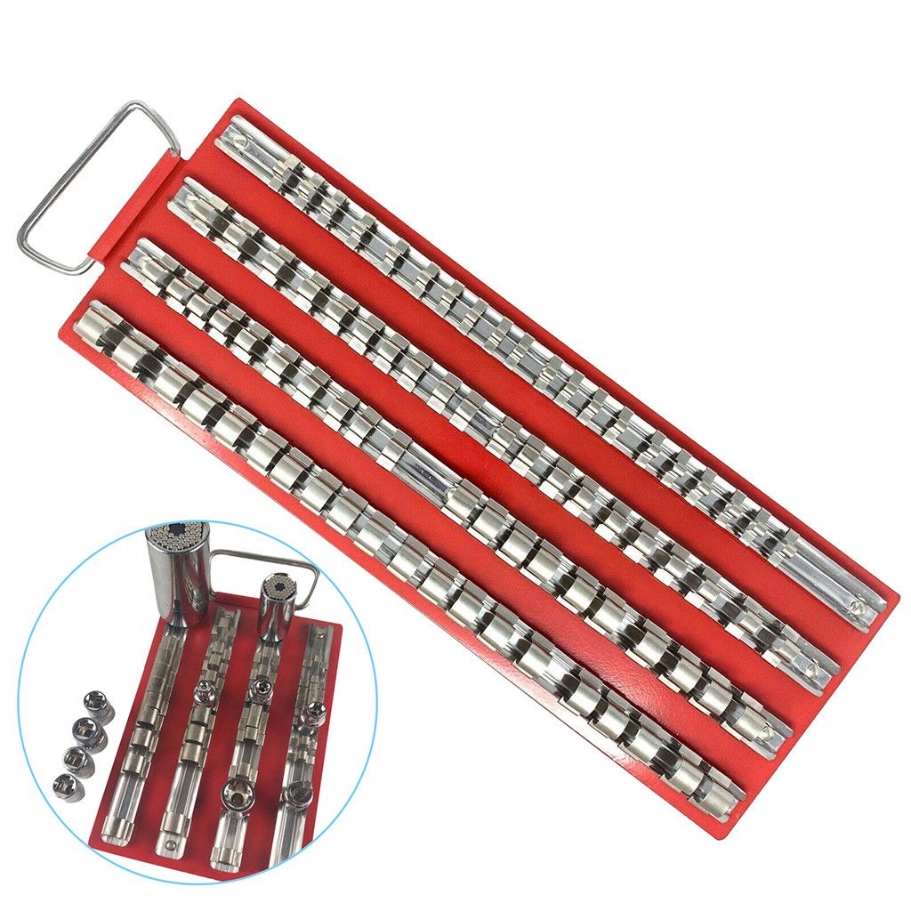 80pc Socket Tray Rack 1/4" 3/8" 1/2" inch Snap Rail Tool Set Organizer 