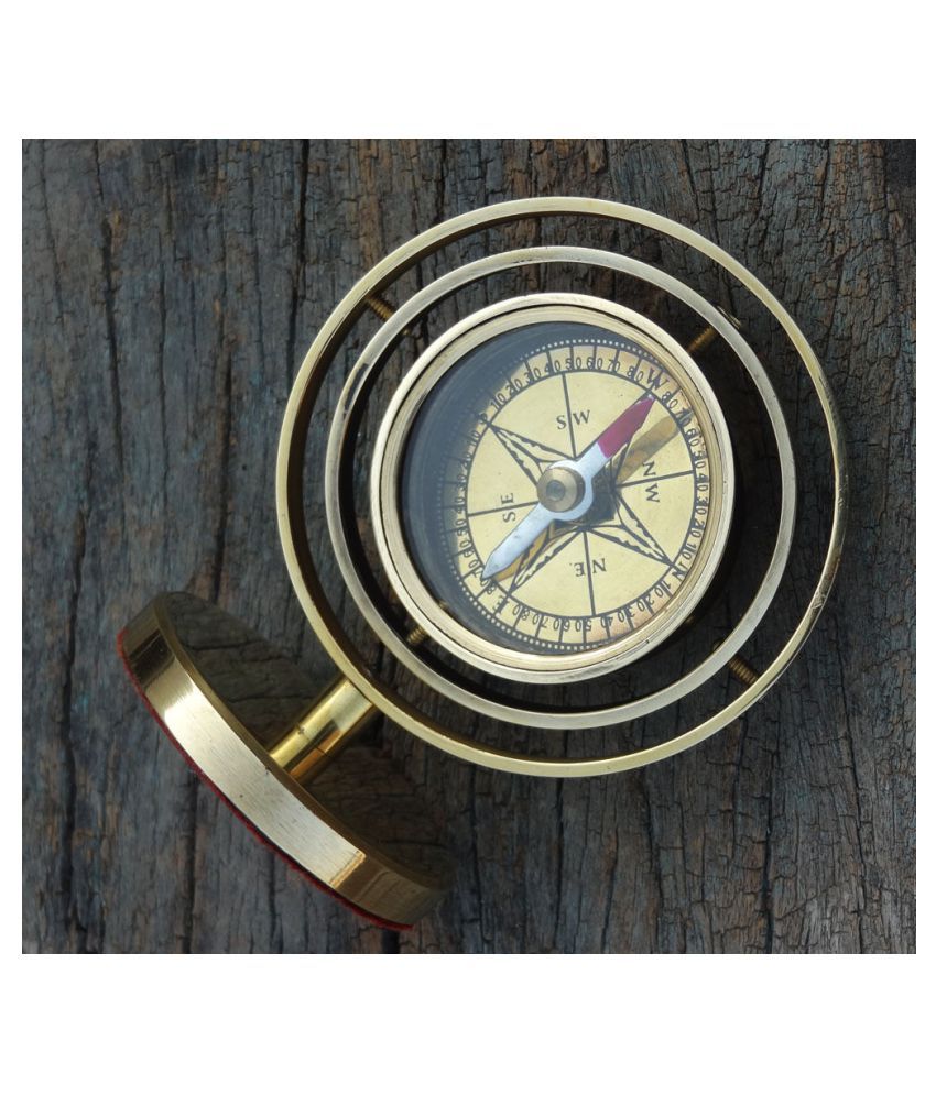 Vintage Ship Floating Jumble Compass Antique Brass Gimble Compass Navigation 