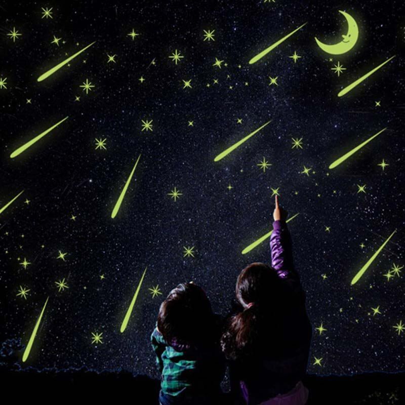 Meteor Shower Wall Stickers Luminous Stars Home Decal Fluorescent