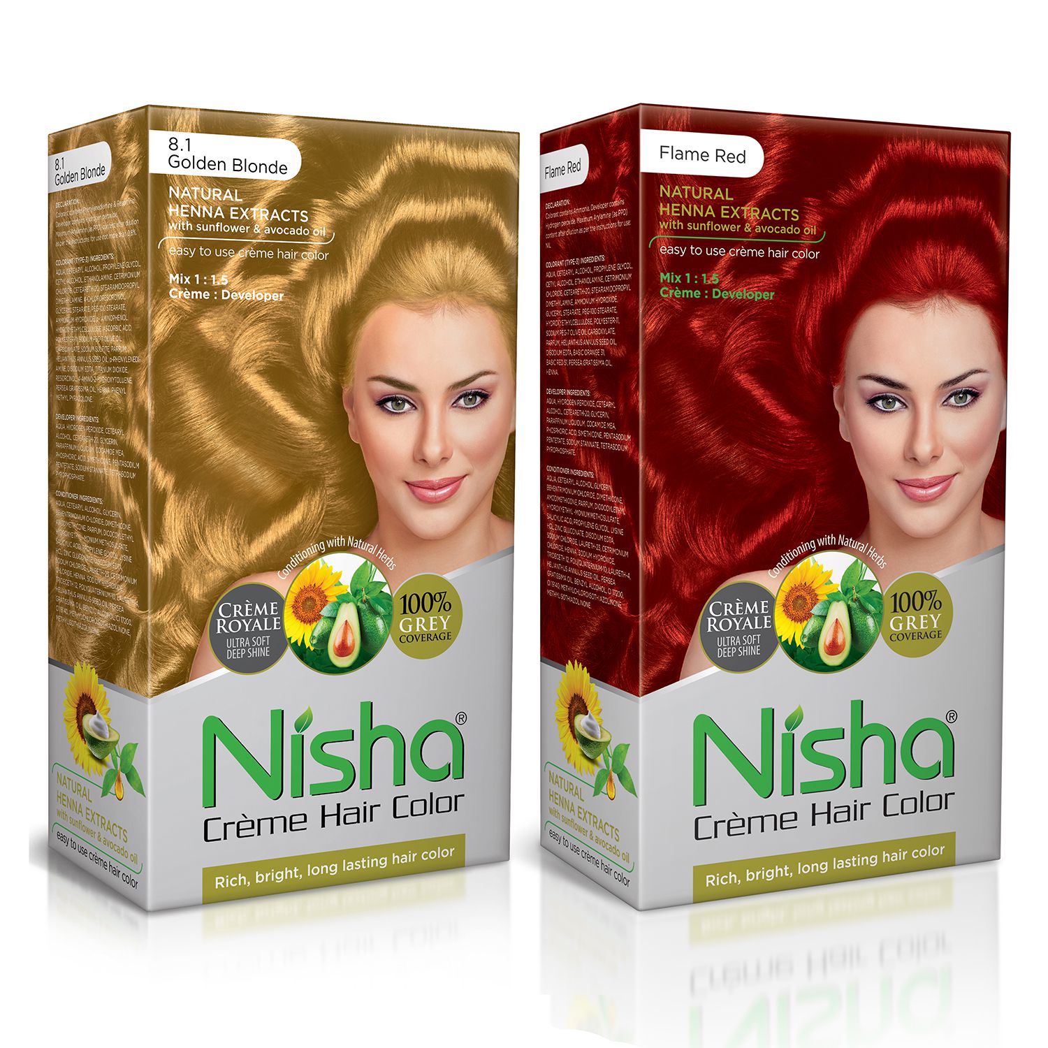     			Nisha (2x90ml + 2x60gm) 8.1 Golden Blonde + Fashion Color Hair Color Corrector 300 mL Pack of 2