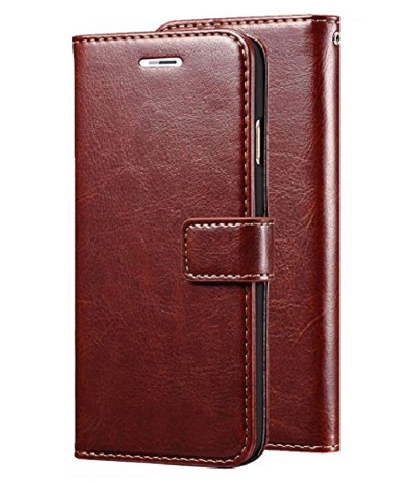     			Samsung galaxy J7 Flip Cover by KOVADO - Brown Original Vintage Look Leather Wallet Case