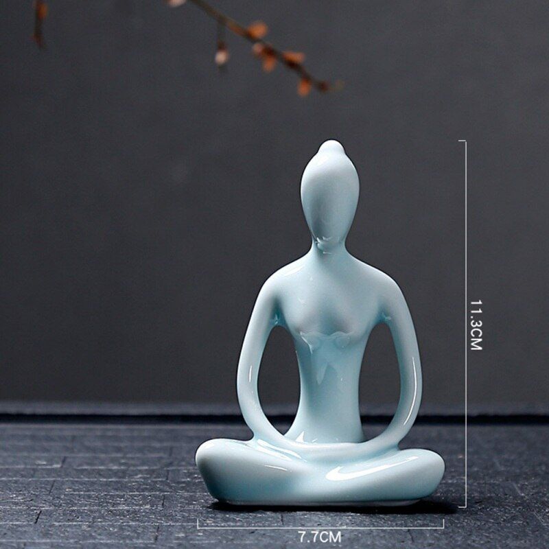 6 Styles Abstract Art Ceramic Yoga Poses Figurine Porcelain