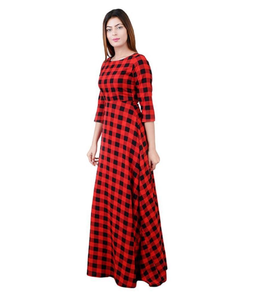 red crepe gown