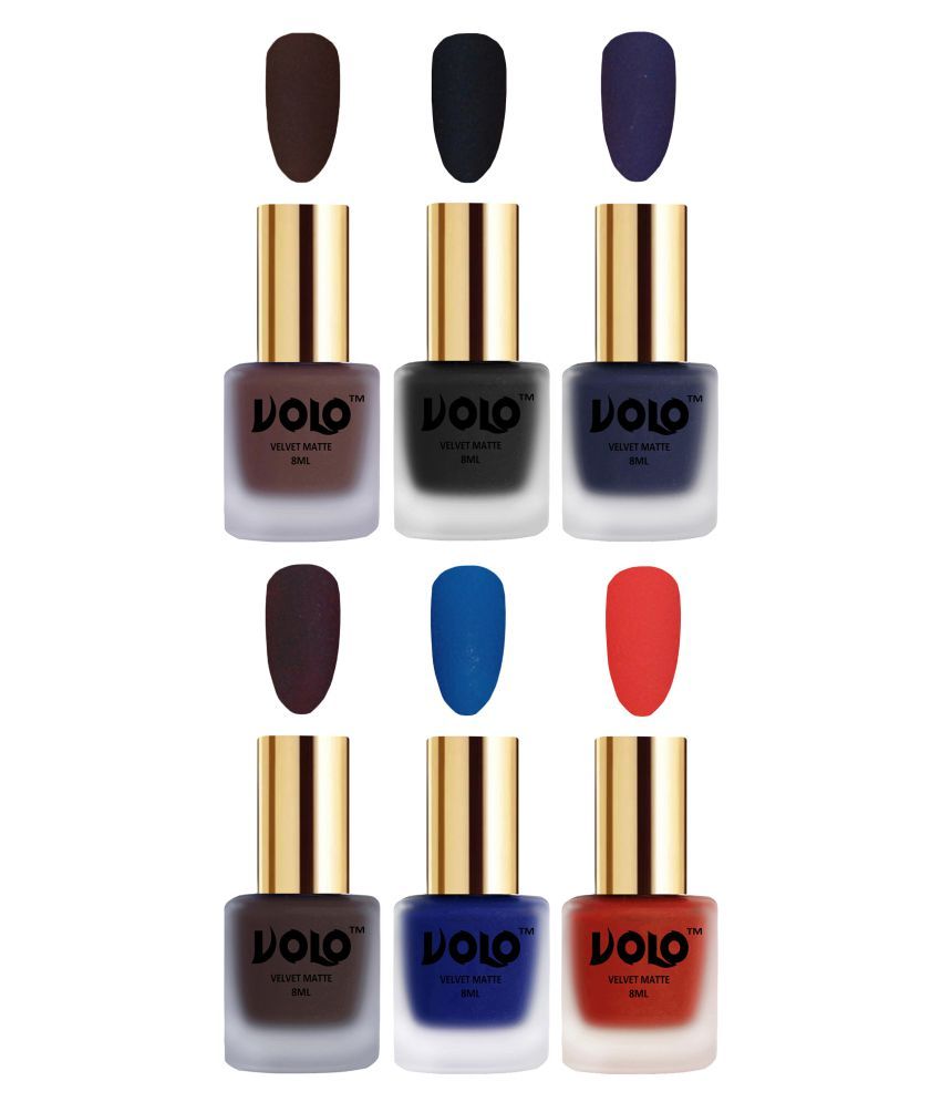     			VOLO Velvet Dull Matte Posh Shades Nail Polish Multi Pack of 6 48 mL