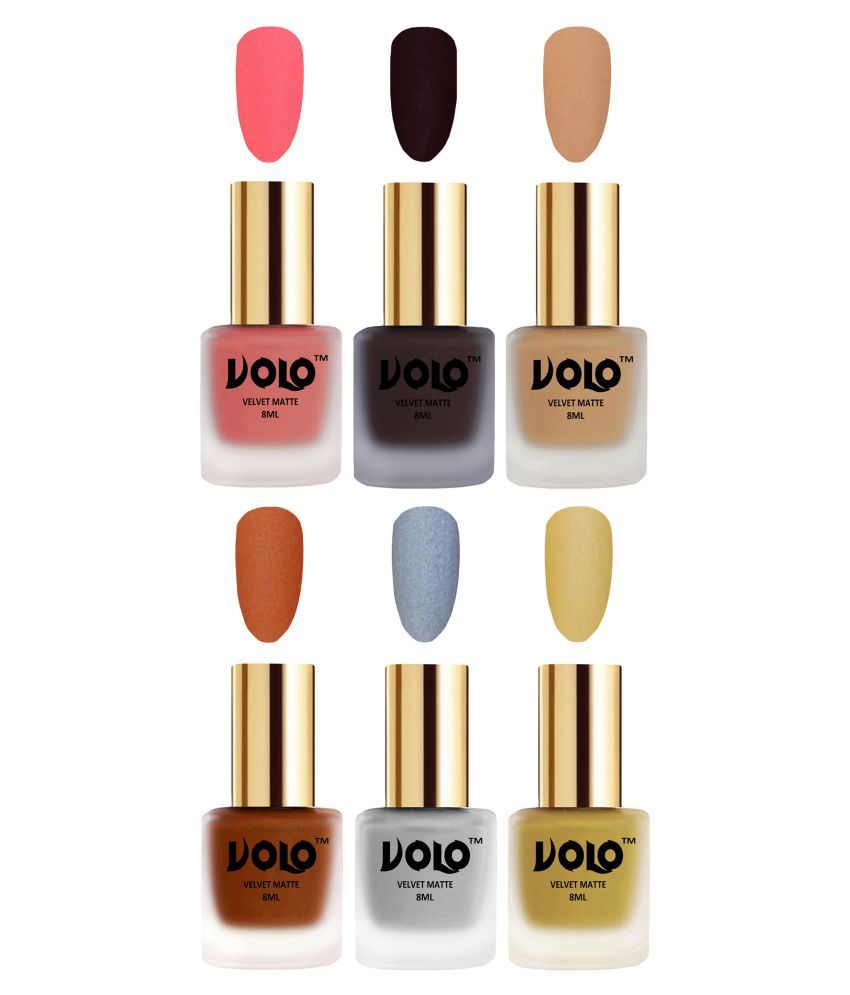     			VOLO Velvet Dull Matte Posh Shades Nail Polish Multi Pack of 6 48 mL