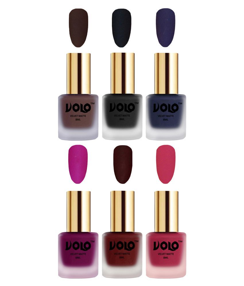     			VOLO Velvet Dull Matte Posh Shades Nail Polish Multi Pack of 6 48 mL