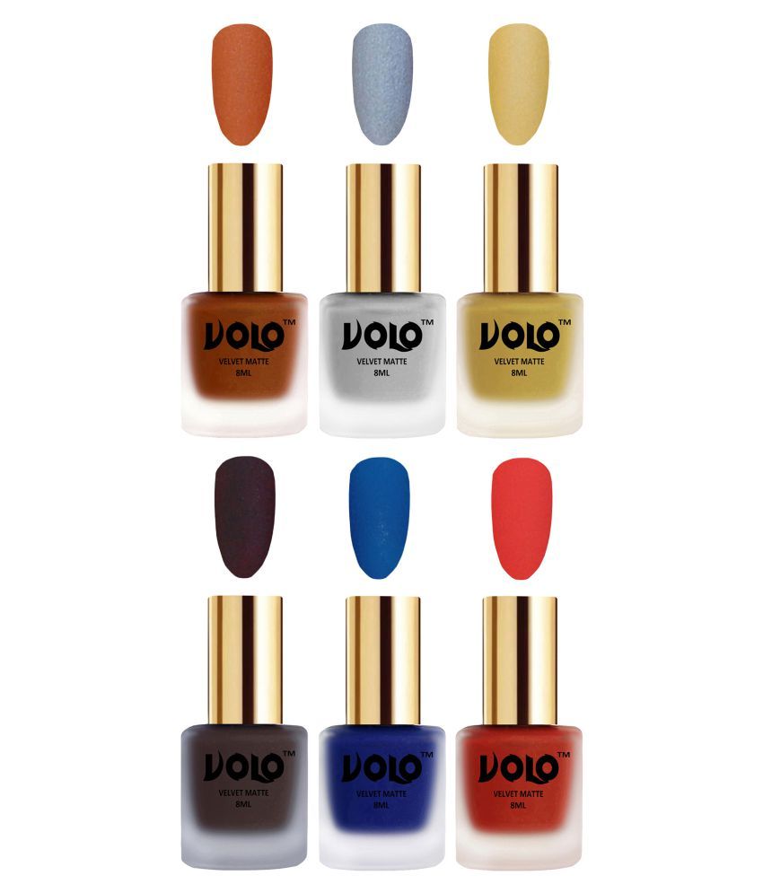     			VOLO Velvet Dull Matte Posh Shades Nail Polish Multi Pack of 6 48 mL