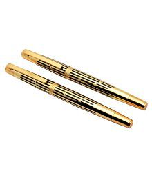 Set Of 2 - Dikawen 8017 Heritage Gold Fountain Pens Medium Nib