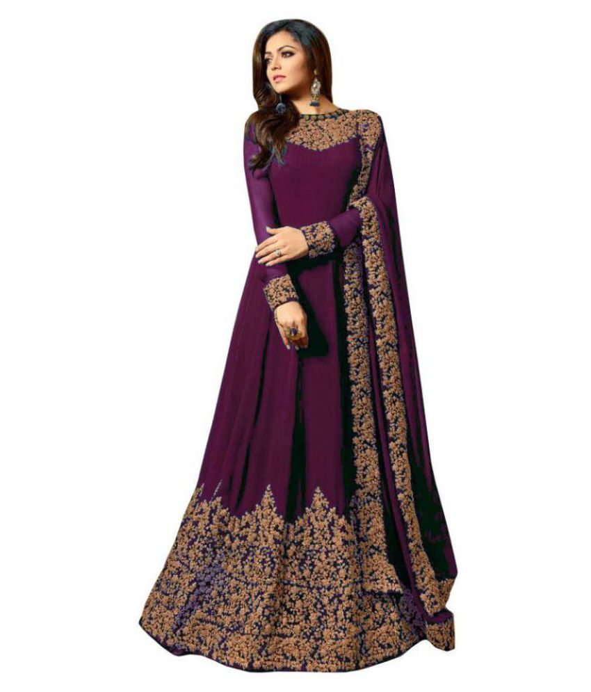 salwar soul shraddha arya charming purple georgette party wear suit