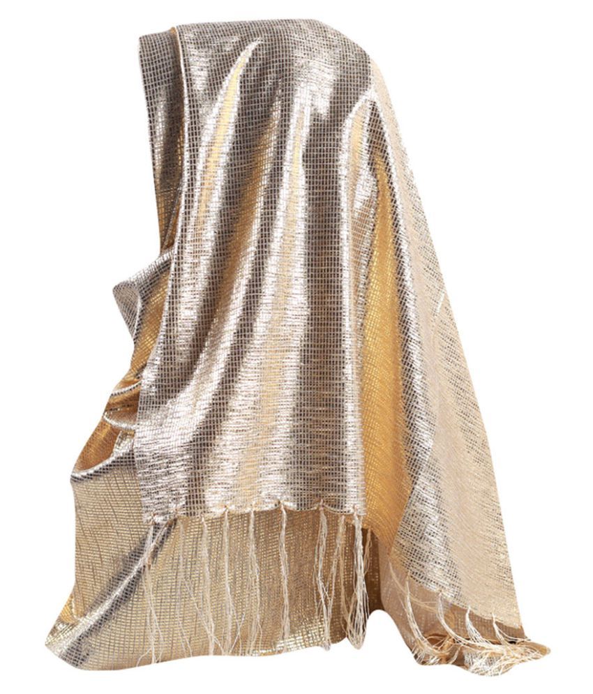 Shimmer Sparkle Gold Glitters Plain Chiffon Muslim Hijab Scarf Shawl
