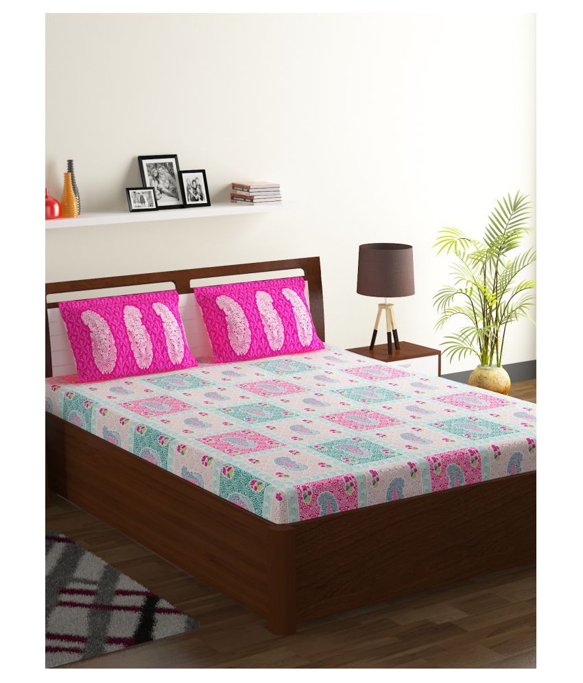 Bombay Dyeing Cotton Double Bedsheet with 2 Pillow Covers ( 240 cm x