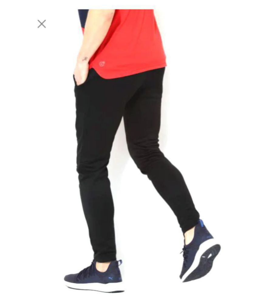 puma black polyester lycra trackpants