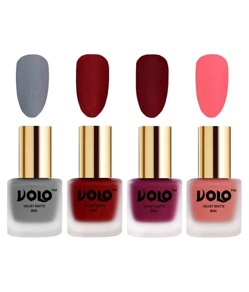     			VOLO Velvet Dull Matte Posh Shades Nail Polish Multi Matte Pack of 4 32 mL