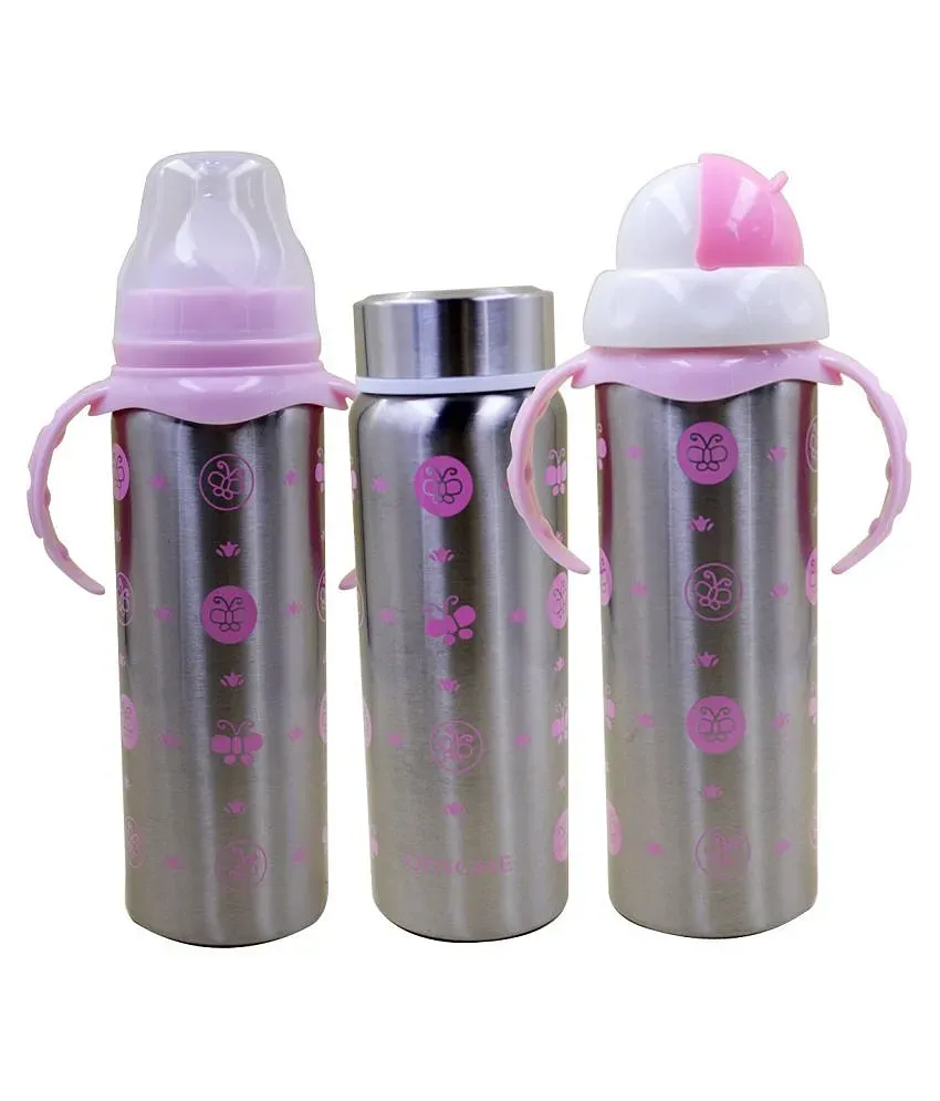 240ml Baby Bottle Thermos Stainless Steel Feeding Bottle 3-in-1