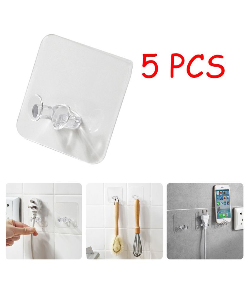     			5pcs Wall Storage Hook Power Plug Socket Holder Wall Adhesive Hanger Home Office