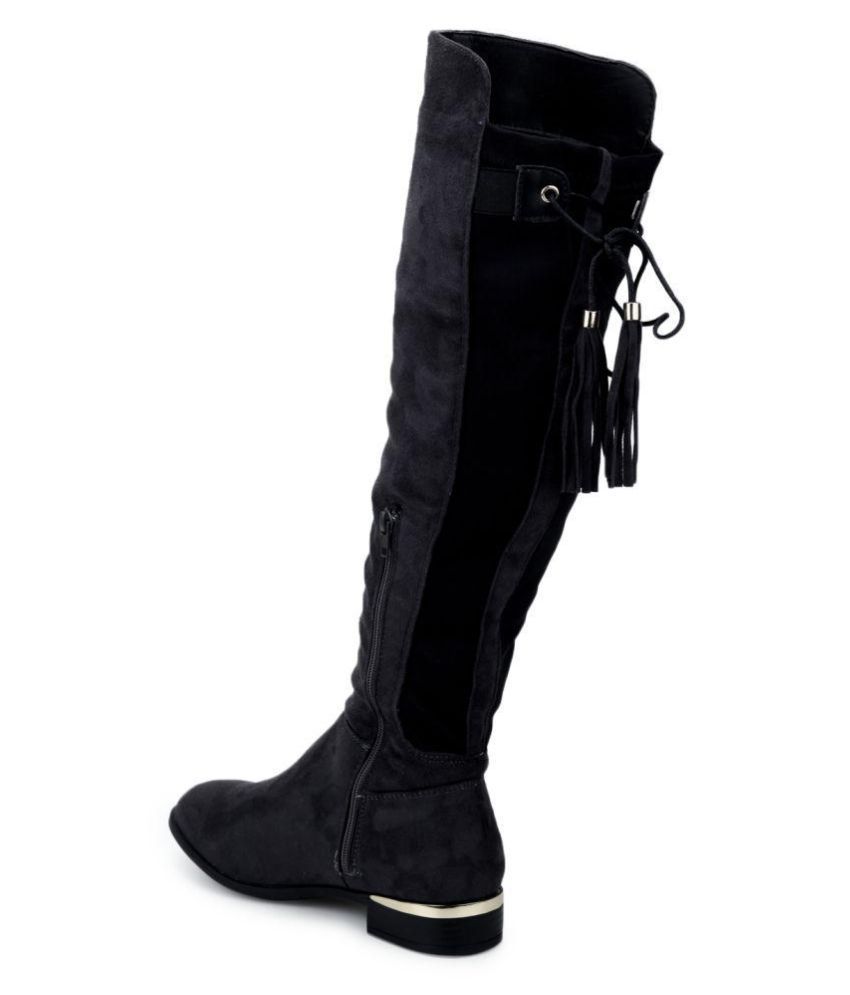 truffle collection heeled knee high boots in black