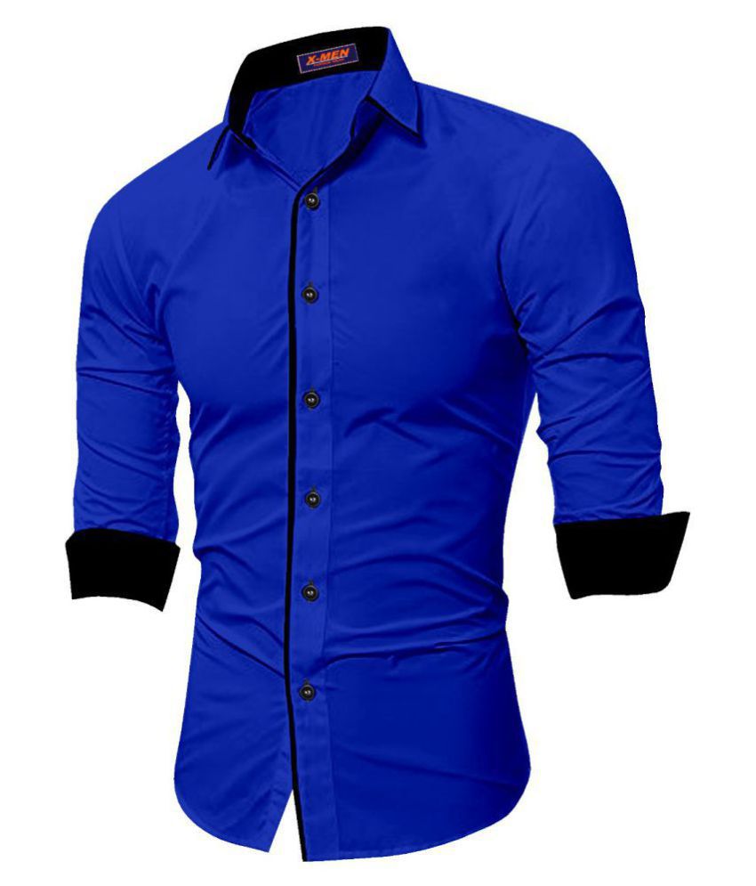 blue cotton shirt mens