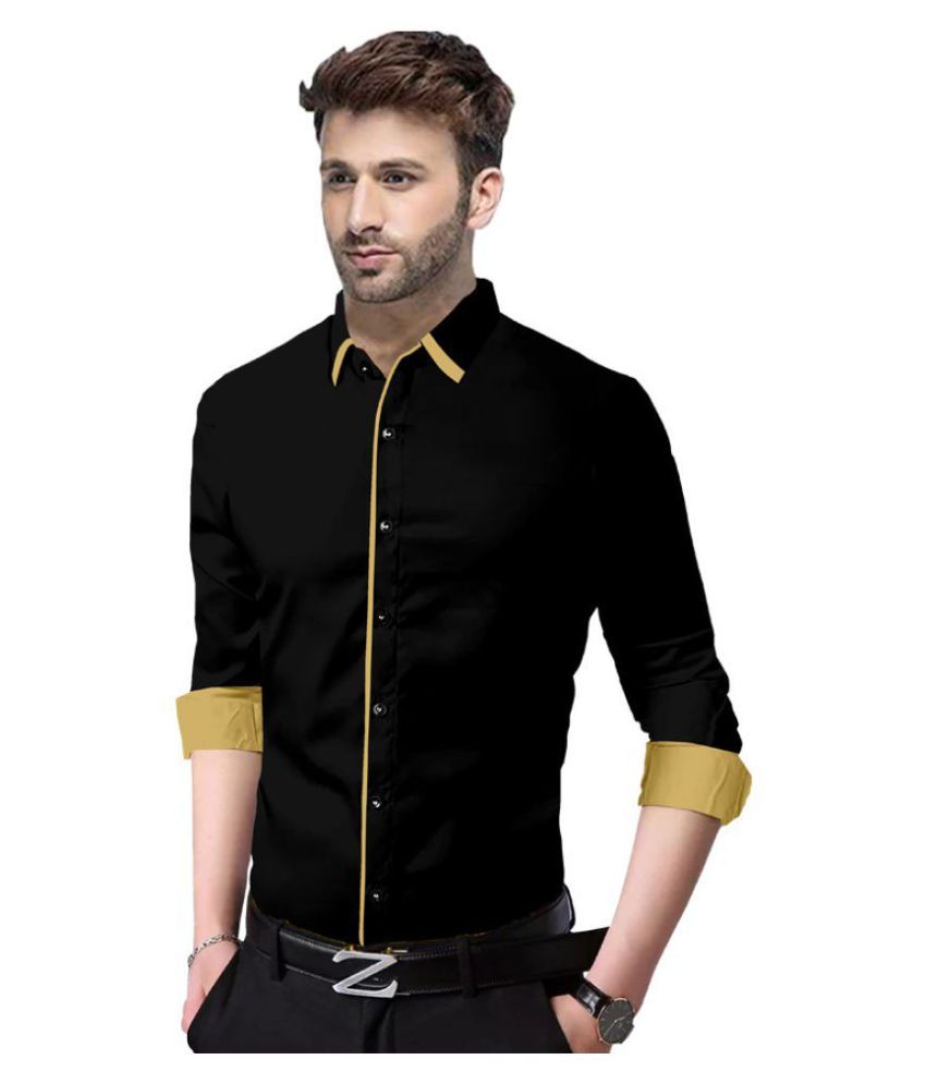     			P&V - Black Cotton Slim Fit Men's Casual Shirt (Pack of 1 )