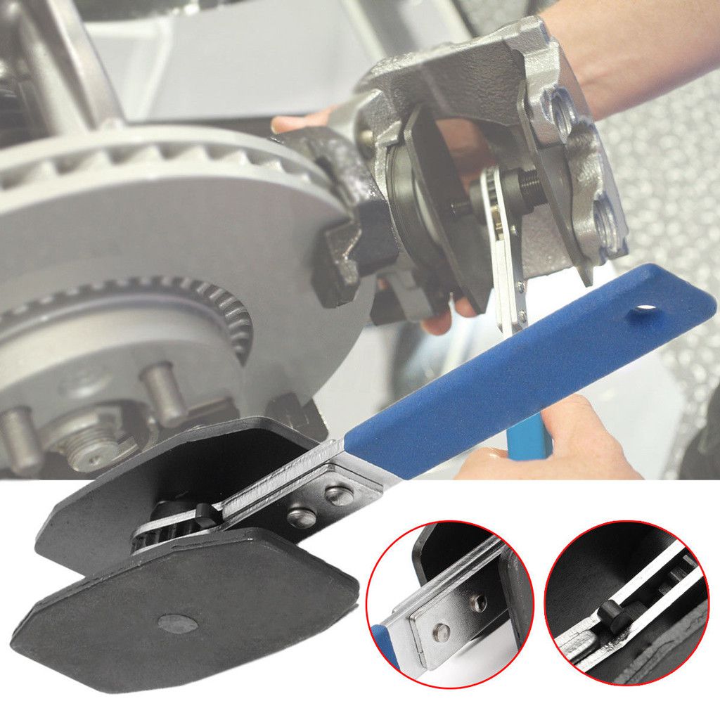 Fydun Brake Caliper Press Tool with 2pc Steel Plates Ratcheting Brake Caliper Piston Spreader Brake Caliper Press Tool 