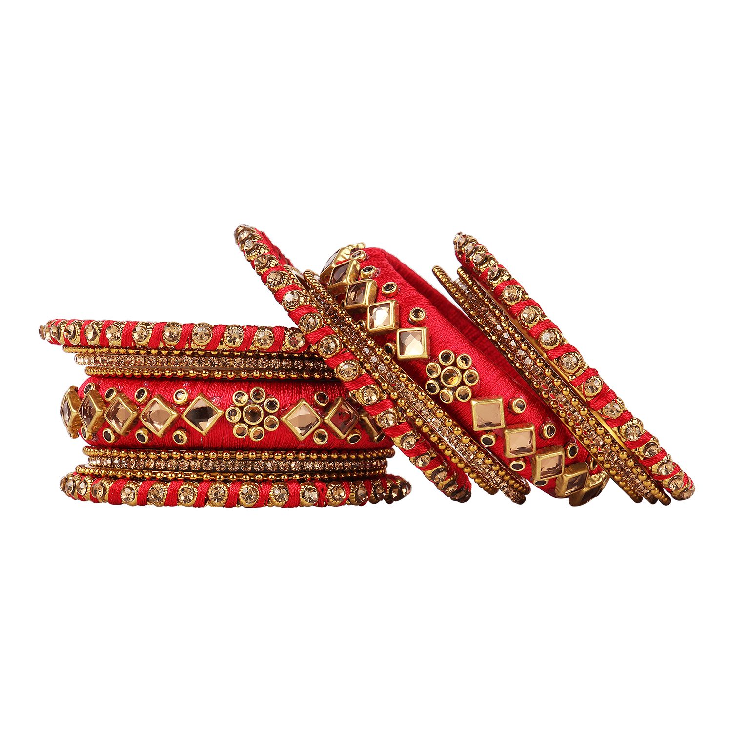 Accessorisingg Traditional Indian Silk Thread Bangles with Kundan