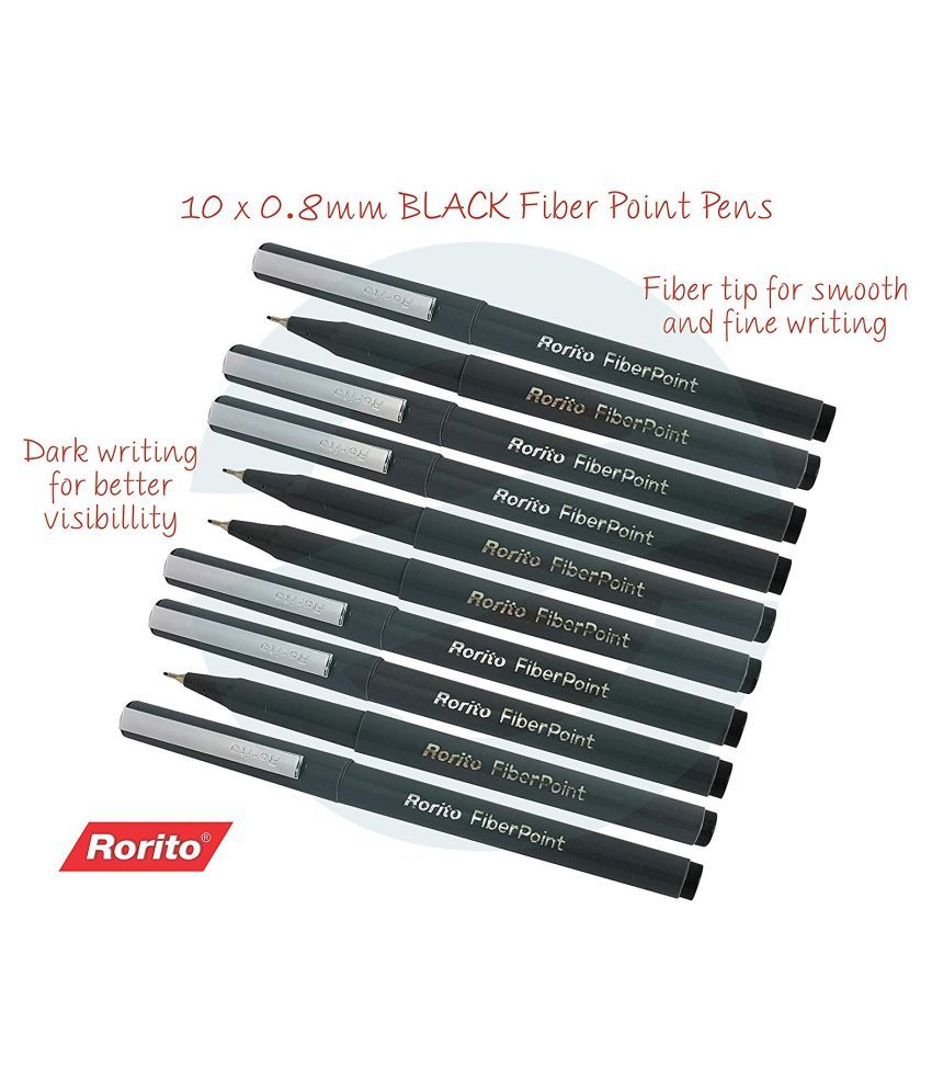 Rorito FiberPoint Black Pen - 10: Buy Online at Best Price in India