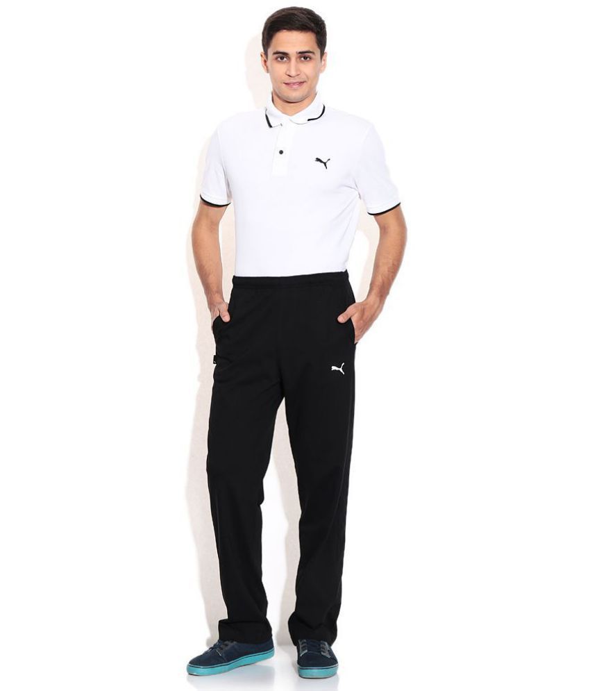 puma black polyester lycra trackpants