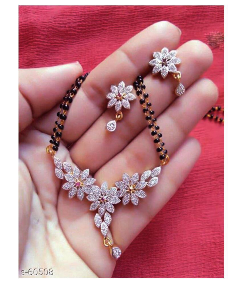     			Gilher Fancy Flower Design Mangalsutra  with earrings