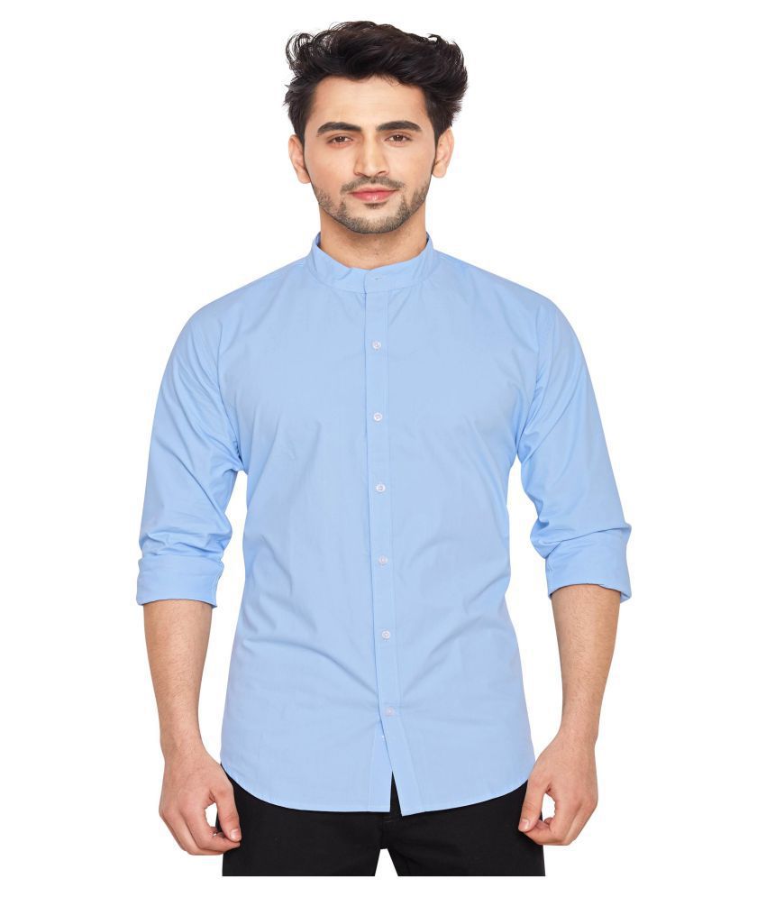 Go Stylish 100 Percent Cotton Blue Solids Shirt
