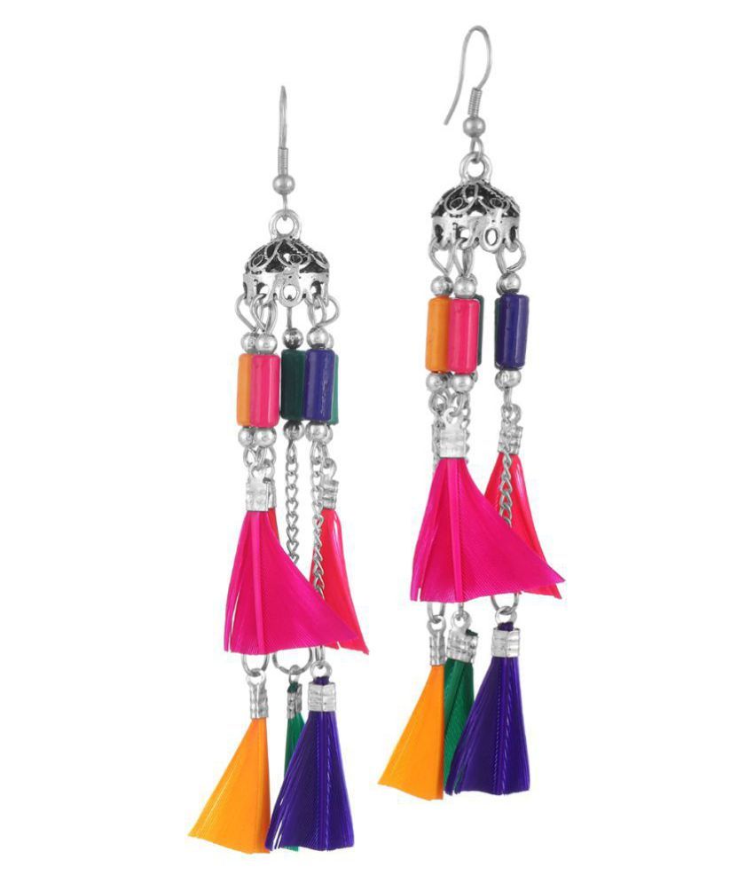     			Darshini Designs - Multi Color Tassel Earrings ( Pack of 1 )