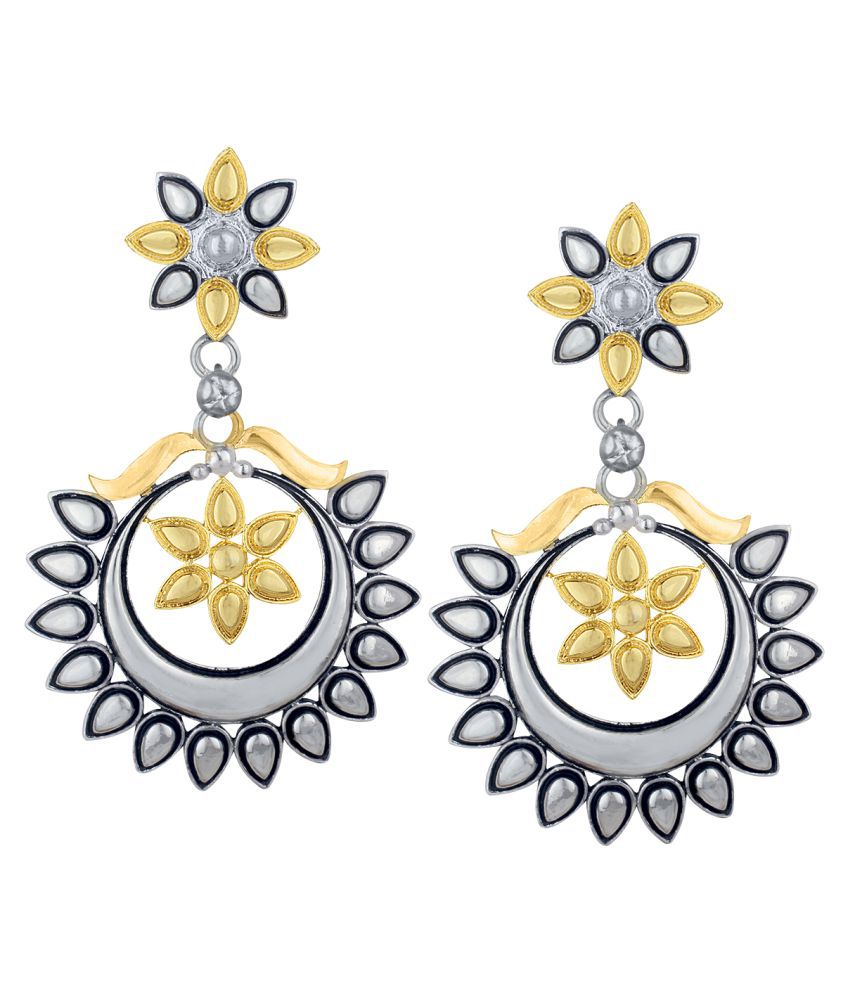     			Spargz Antique Floral Festive Wear Two Tone Plated Chandilier Earring For Women