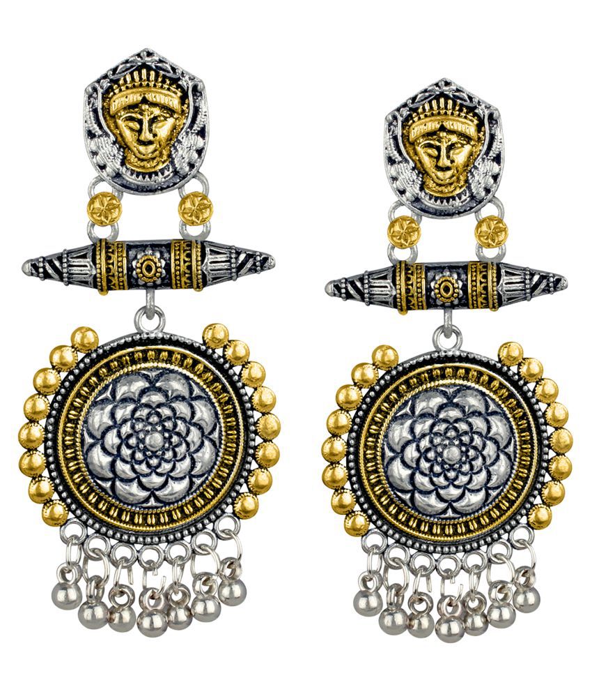     			Spargz Antique Oxidize Festive Wear Two Tone Plated Dangle Earring For Women