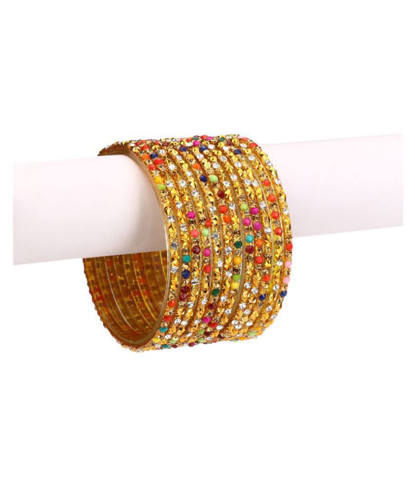     			AFAST  12 Multicolor Glass Bangle Party Set  & Crystal With Safety Box-EK_2.6