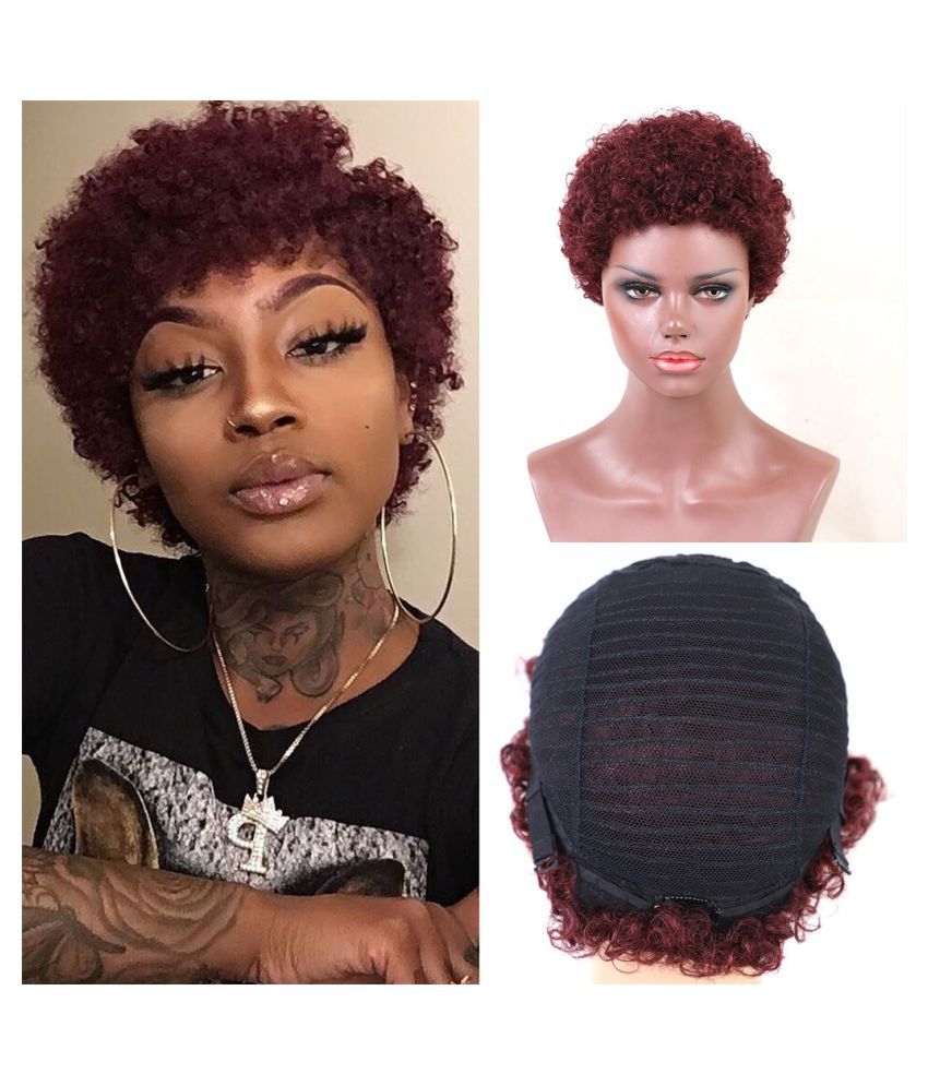 Red Short Curly Wigs Real Human Hair Wig y Black Women Wigs: Buy Red Short  Curly Wigs Real Human Hair Wig y Black Women Wigs at Best Prices in India -  Snapdeal