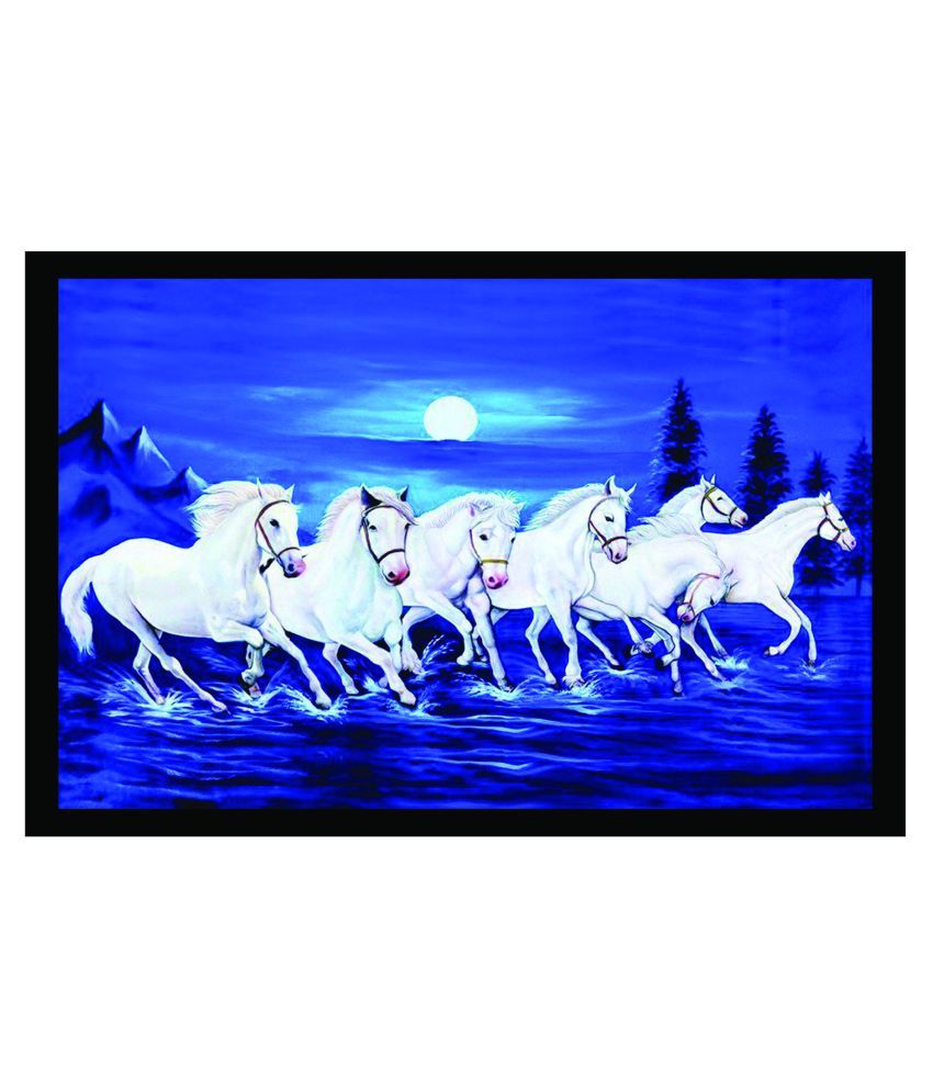     			wallpics Seven Running Horses Waterproof Sticker Vinyl Photo Wall Poster Without Frame