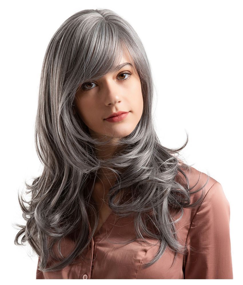 Fashion Hot Gray Multi Layered Long Wave Curly Hair Wigs Natural