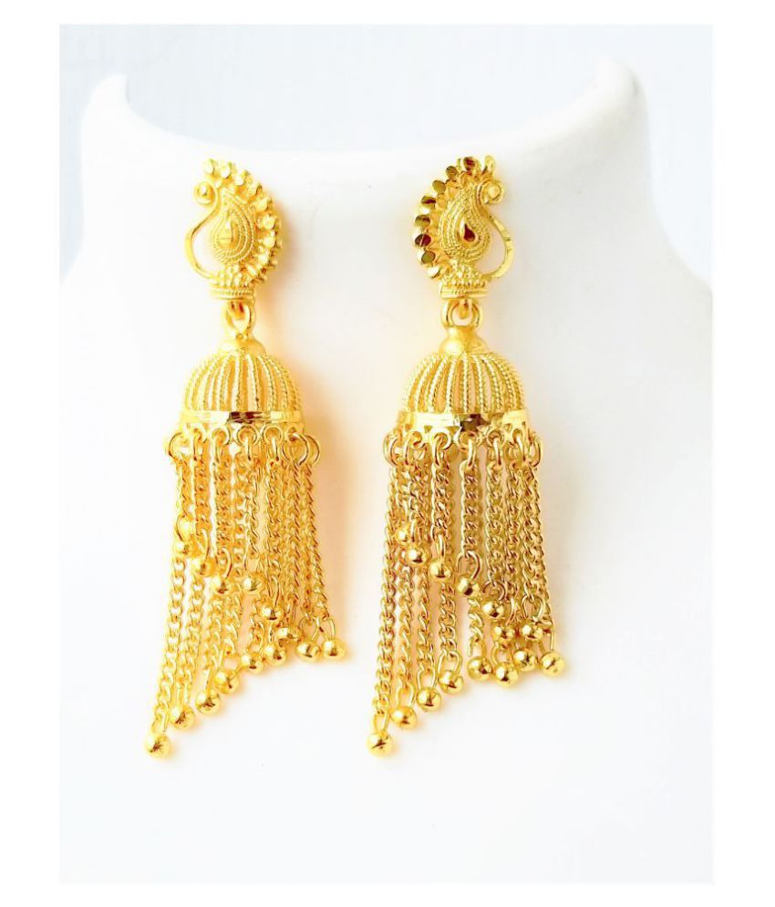     			Traditional design Party wear One gram gold plated jhhumka earrings for women