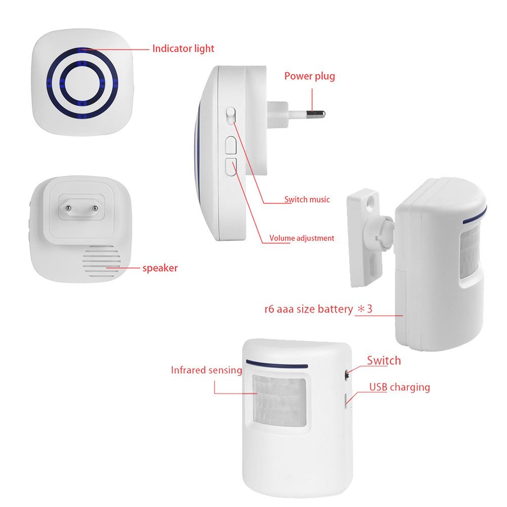 Wireless Door Motion Sensor Detector Smart Visitor doorbell Home