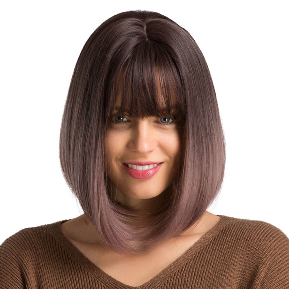 Cocoshope Wigs Straight Short Bob Wigs With Bangs Natural With