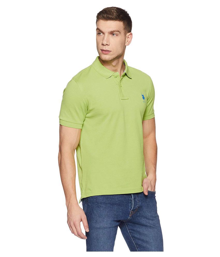 U.S. Polo Assn. 100 Percent Cotton Green Plain Polo T Shirt - Buy U.S ...